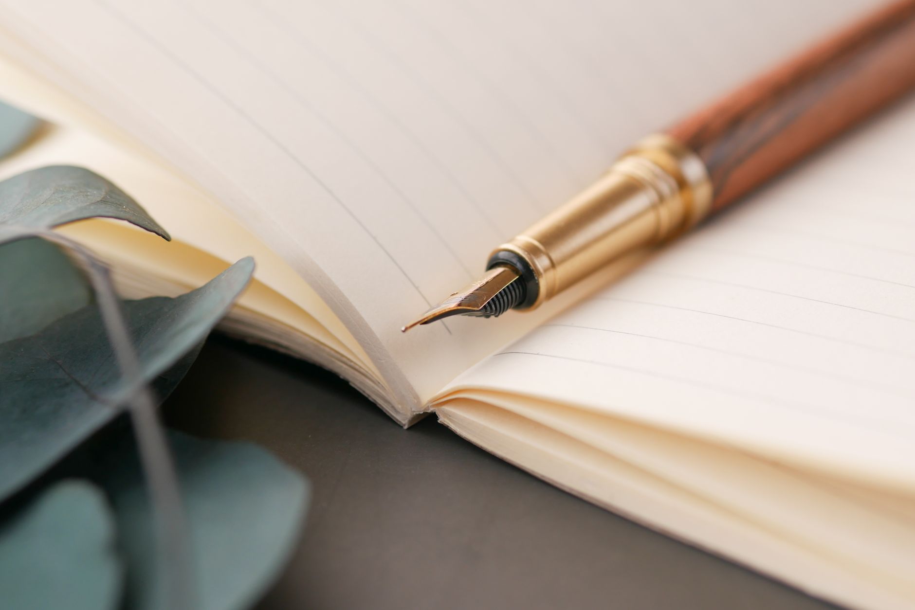 Custom itinerary notebook with fountain pen